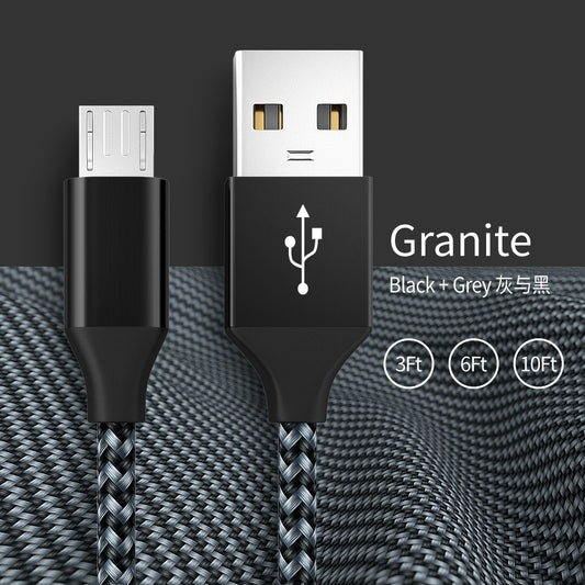 Two-Tone Nylon Braided Fast Charging Cable – Lightning, USB-C & Micro USB | Aluminum Alloy (1m)