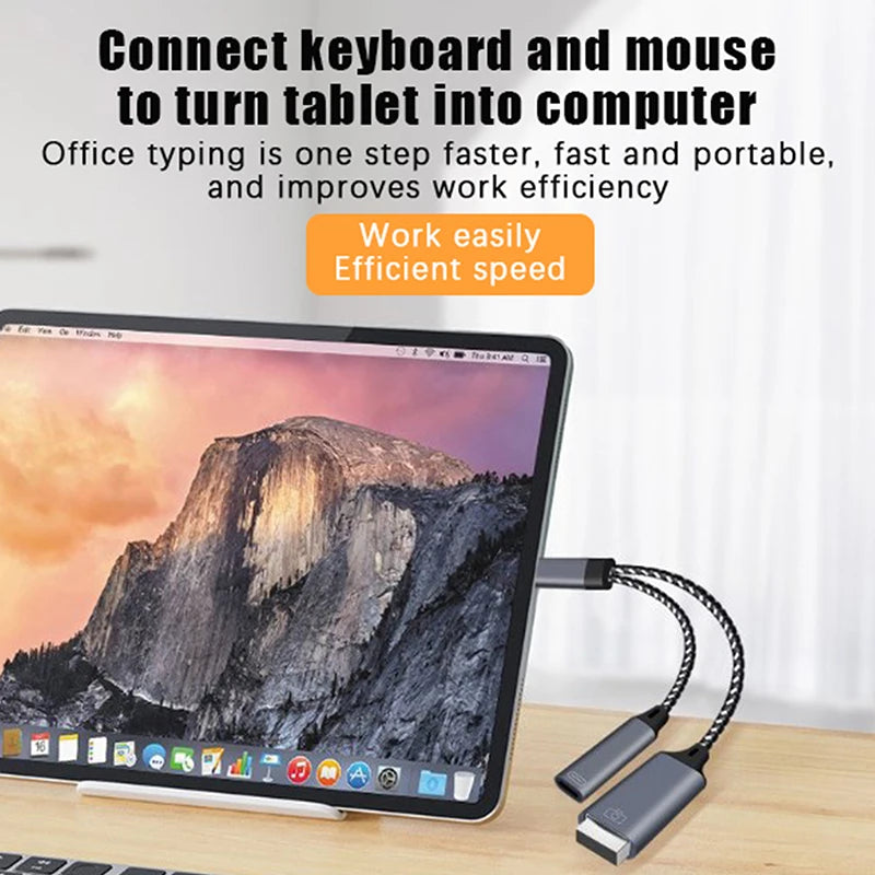 2-in-1 USB-C OTG Adapter Cable with PD Charging Port