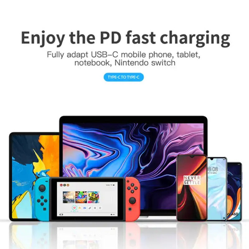 USB-C to USB-C Fast Charging Cable – 60W & 100W | iPhone 15, Android & Laptop Compatible (1m)
