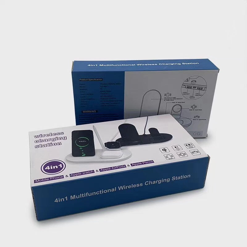 4-in-1 Wireless Charging Station – iPhone, Apple Watch, AirPods & Dual USB | 9W Fast Charge