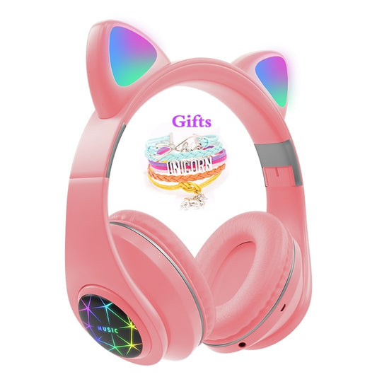 RGB Cat Ear Bluetooth Headphones – ANC, FM Radio, TF Card, Gift Bracelet Included