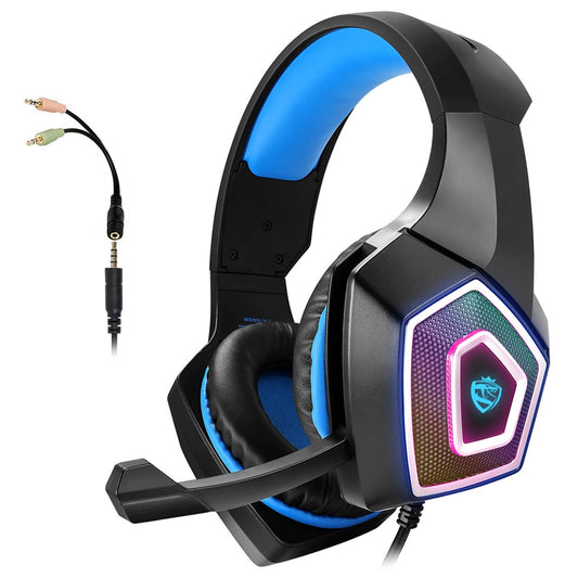 RGB Gaming Headset – Wired, Built-in Mic, USB + 3.5mm, PC & Console Compatible