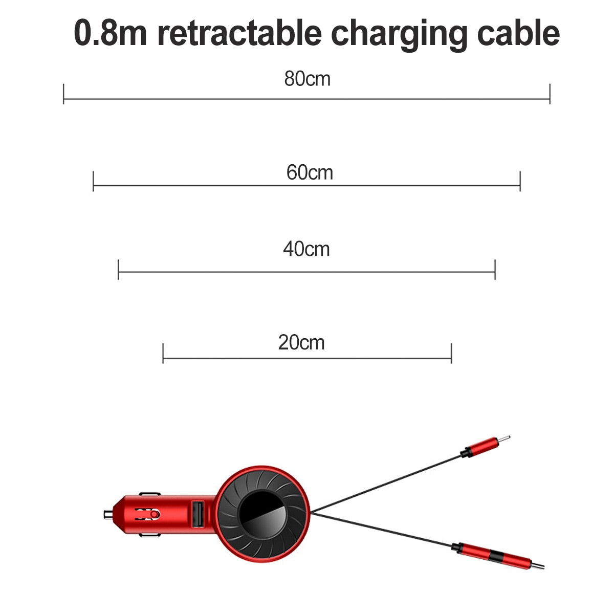 3-in-1 Retractable Car Charger – 4.2A Fast Charge, Lightning, USB-C & Micro USB