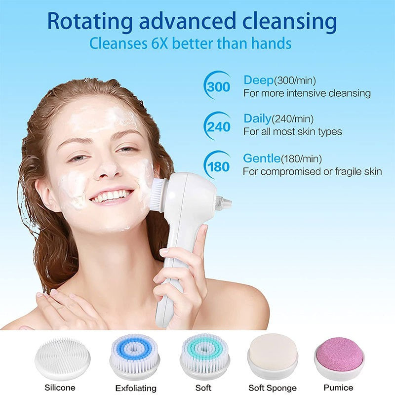 3-in-1 Electric Facial Cleansing Brush – Sonic Vibration, Waterproof