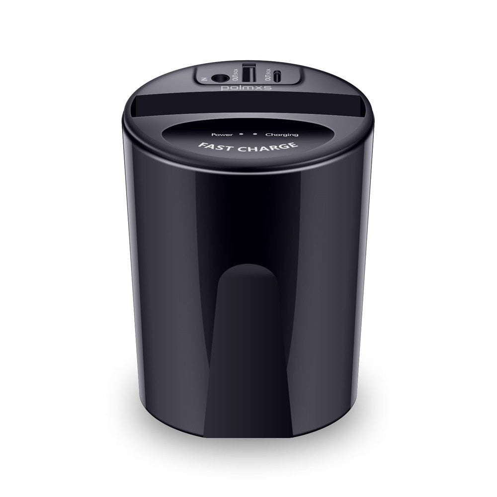 10W Qi Wireless Car Charger Cup Holder – USB-A Output, Dual Indicators, iPhone & Samsung