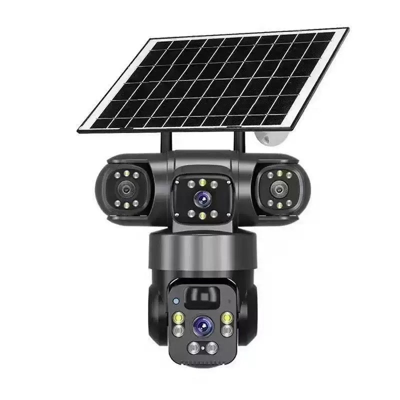 V380 Triple-Lens 6MP Solar Security Camera – 360° 3-View, AI Human Detection & WiFi or 4G