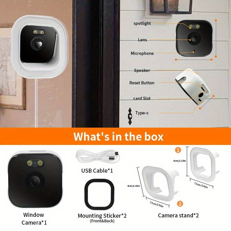 2K 3MP Window Mount Security Camera with Night Vision & Two-Way Audio – IP65 WiFi Camera