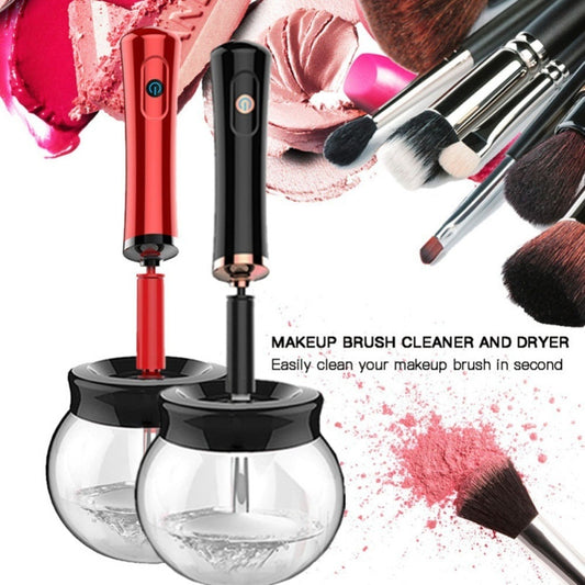 Electric Makeup Brush Cleaner & Dryer – Spinning Wash & Dry, Wood Handle, 3 Colors