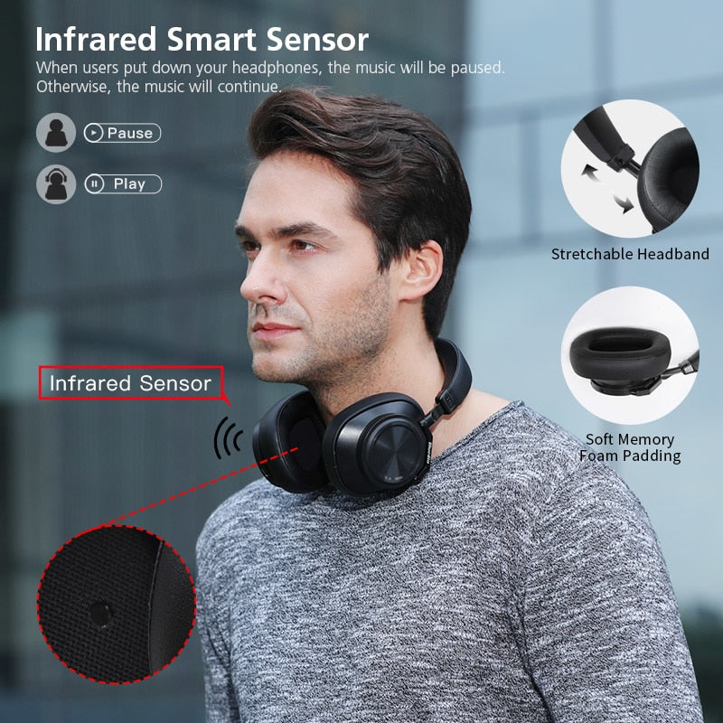 Bluedio T6S ANC Wireless Headphones – 32Hr Battery, 57mm Drivers, Wired & Wireless