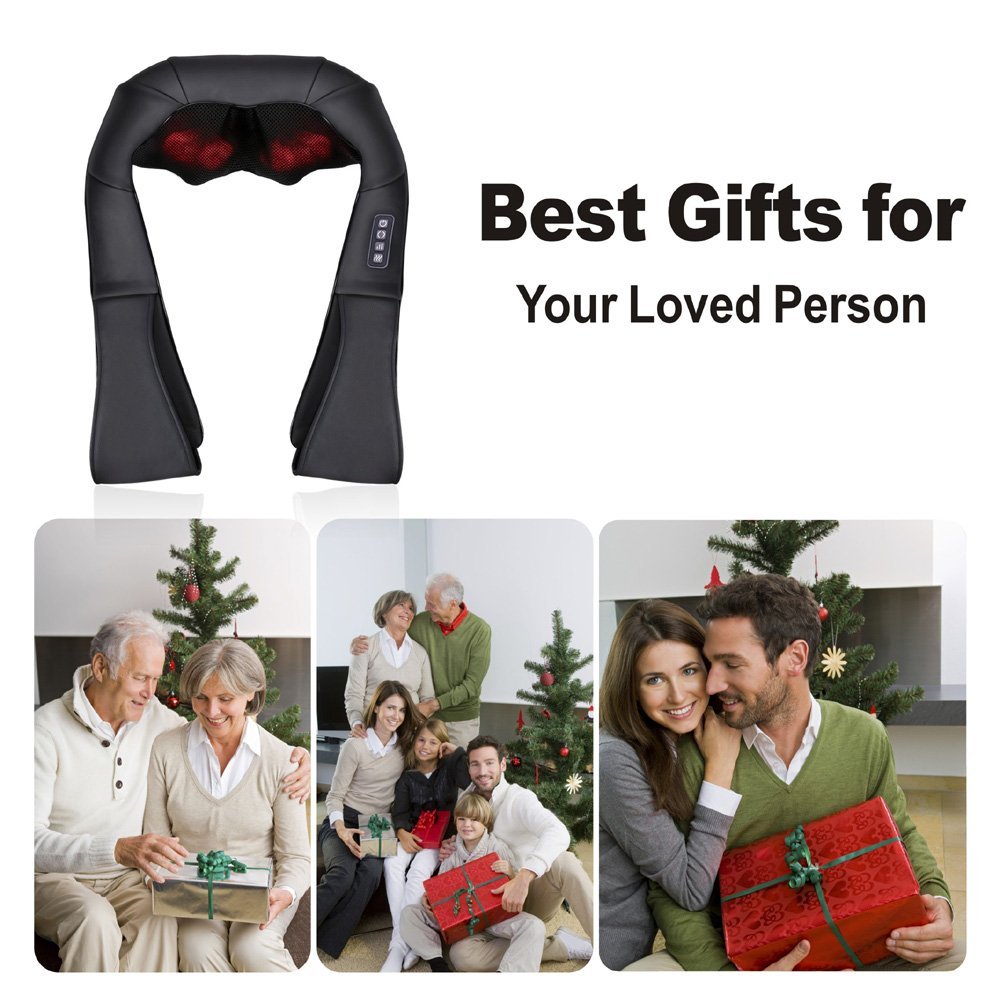 LUYAO Shiatsu Neck & Back Massager with Heat — Deep Kneading Relief for Shoulders & Body