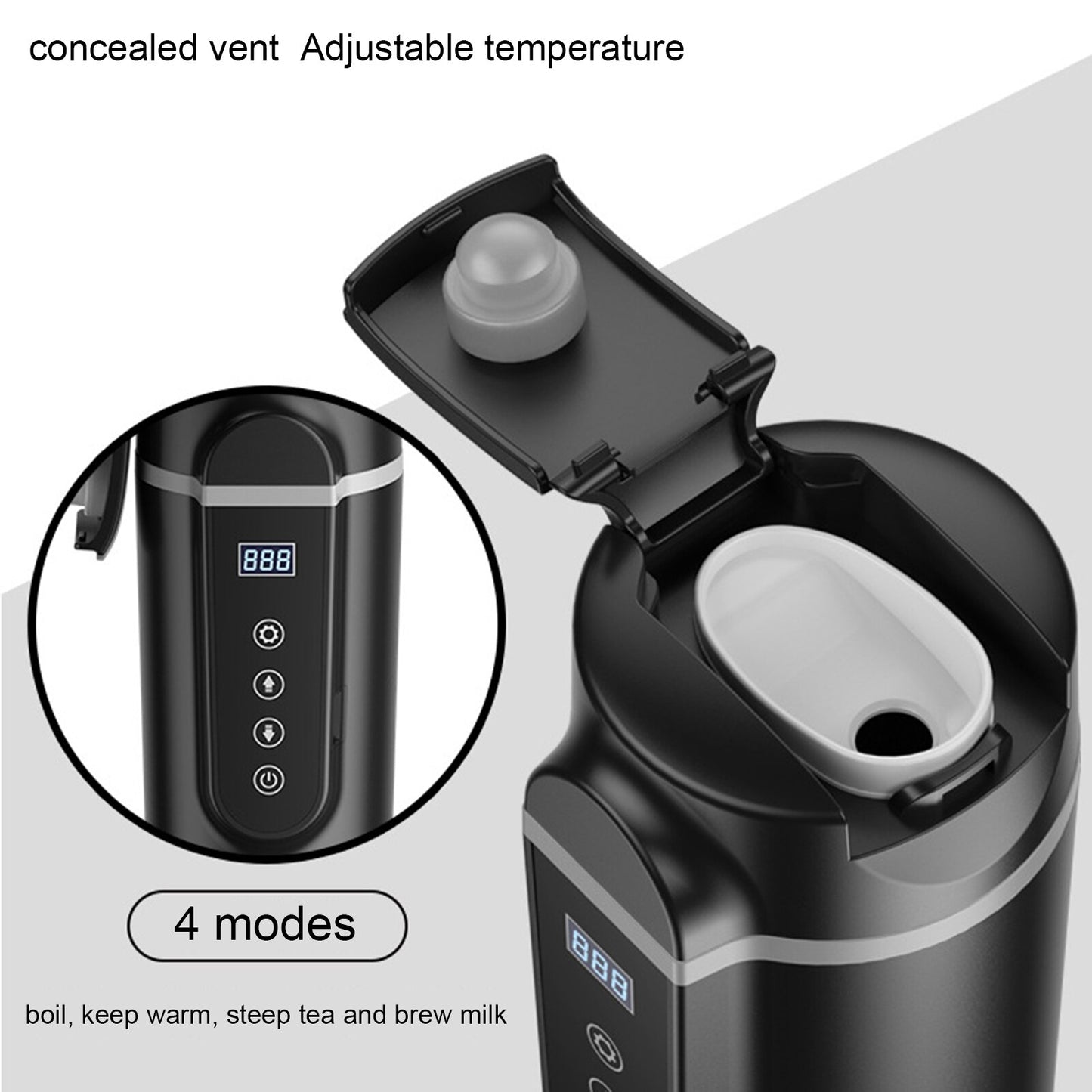 Car Electric Heating Cup – 420ml, 75–100W, Temperature Control, 12V/24V
