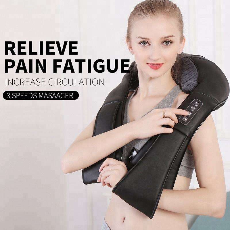 LUYAO Shiatsu Neck & Back Massager with Heat — Deep Kneading Relief for Shoulders & Body