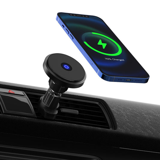 15W Magnetic Wireless Car Charger – Qi, iPhone Compatible, Aluminum Alloy, 3 Colors