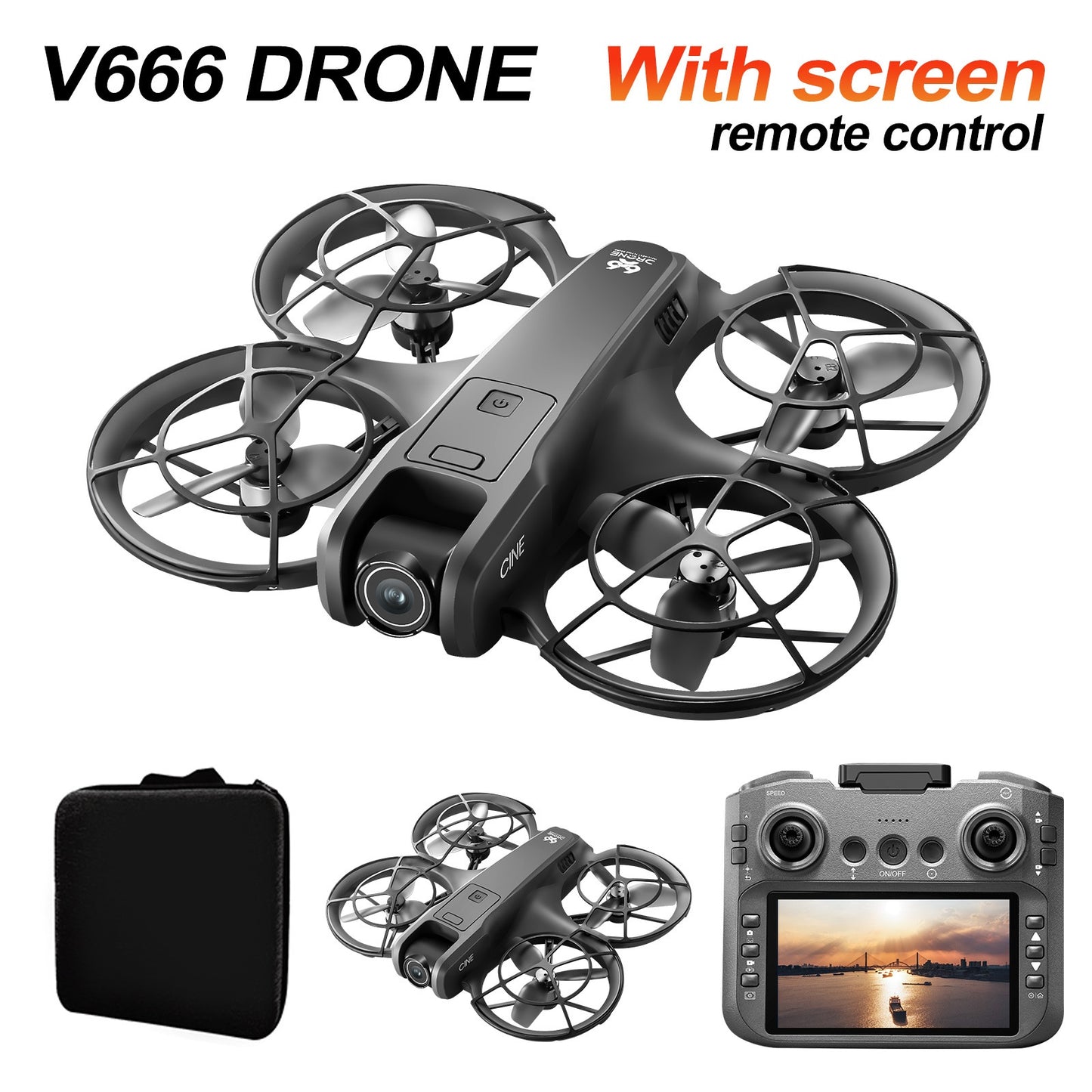 V666 Brushless RC Drone – HD Zoom Camera, Optical Flow Hover, Screen Remote, 15-Min Flight