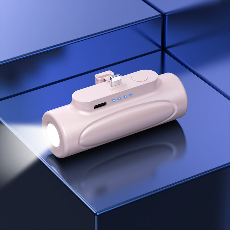 Mini Capsule Power Bank with LED Flashlight – 5000mAh Portable Fast Charger