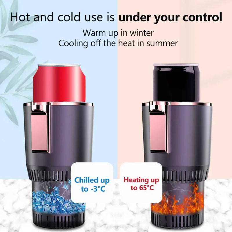 2-in-1 Car Heating & Cooling Cup Holder – 12V, Digital Temp Display, Baby Bottle Warmer
