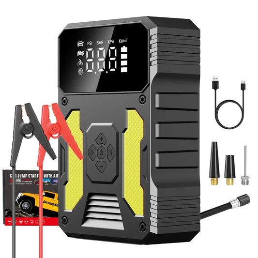 Car Jump Starter with Air Compressor – Up to 3000A, 150 PSI, Power Bank & SOS Light