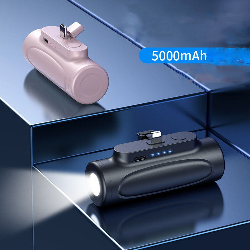 Mini Capsule Power Bank with LED Flashlight – 5000mAh Portable Fast Charger