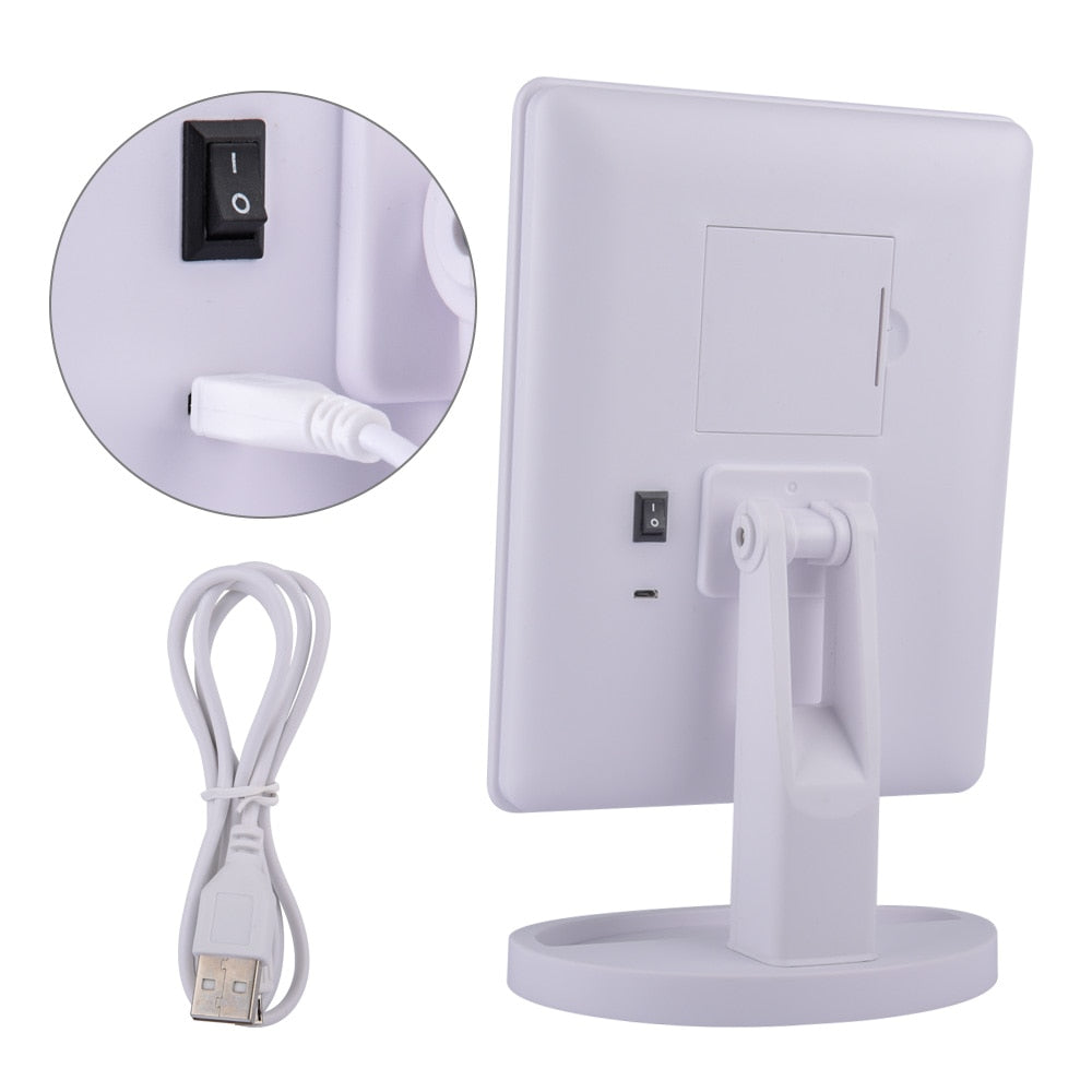 LED Lighted Makeup Mirror – Touch Screen, Adjustable Brightness, USB or Battery