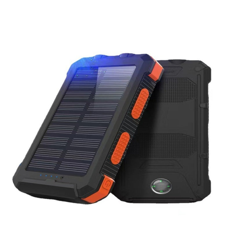 Outdoor Solar Power Bank with Compass & LED Flashlight – 20000mAh Rugged Portable Charger