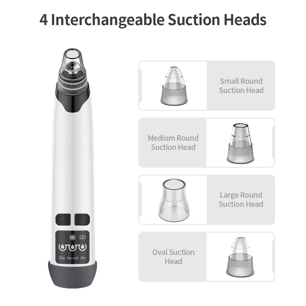 Blackhead Remover Vacuum with Hot Compress – 3-Level Suction, 4 Heads, USB Rechargeable