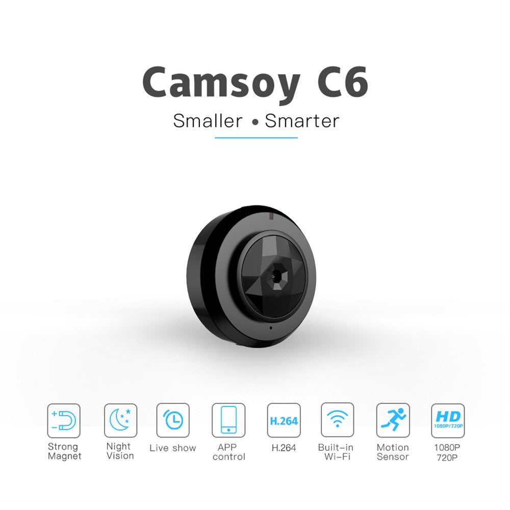 C6 Mini Magnetic WiFi Camera – 720P HD, Invisible Night Vision & Motion Detection
