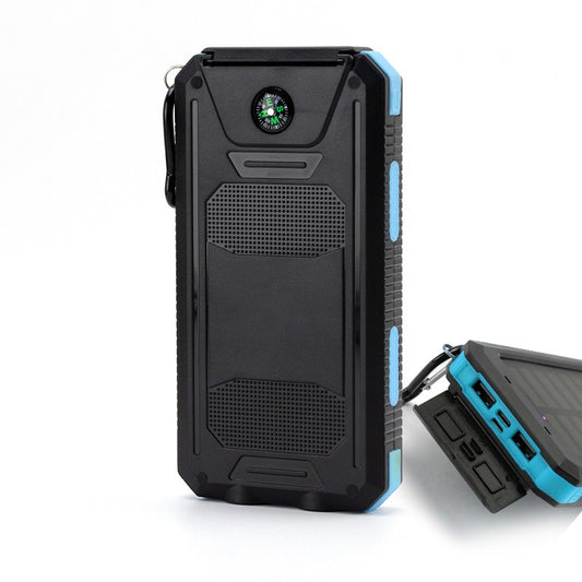 Outdoor Solar Power Bank with Compass & LED Flashlight – 20000mAh Rugged Portable Charger