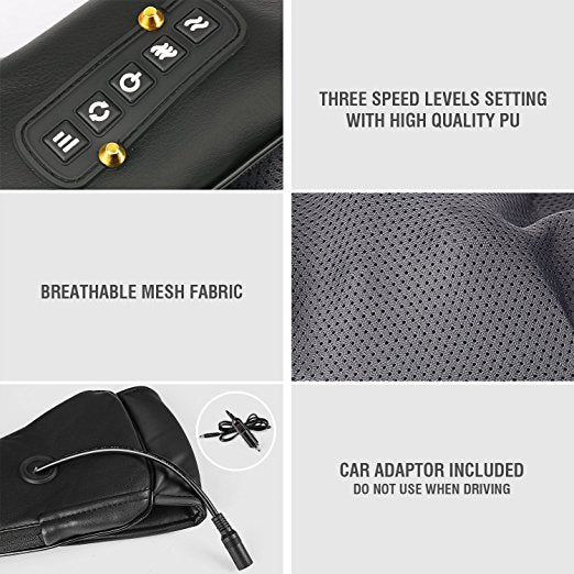 LUYAO Shiatsu Neck & Back Massager with Heat — Deep Kneading Relief for Shoulders & Body