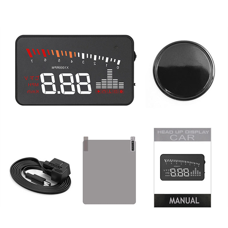 X5 OBD2 Car HUD Head-Up Display – 3" Windshield Projection, Speed, Voltage & Overspeed Alarm