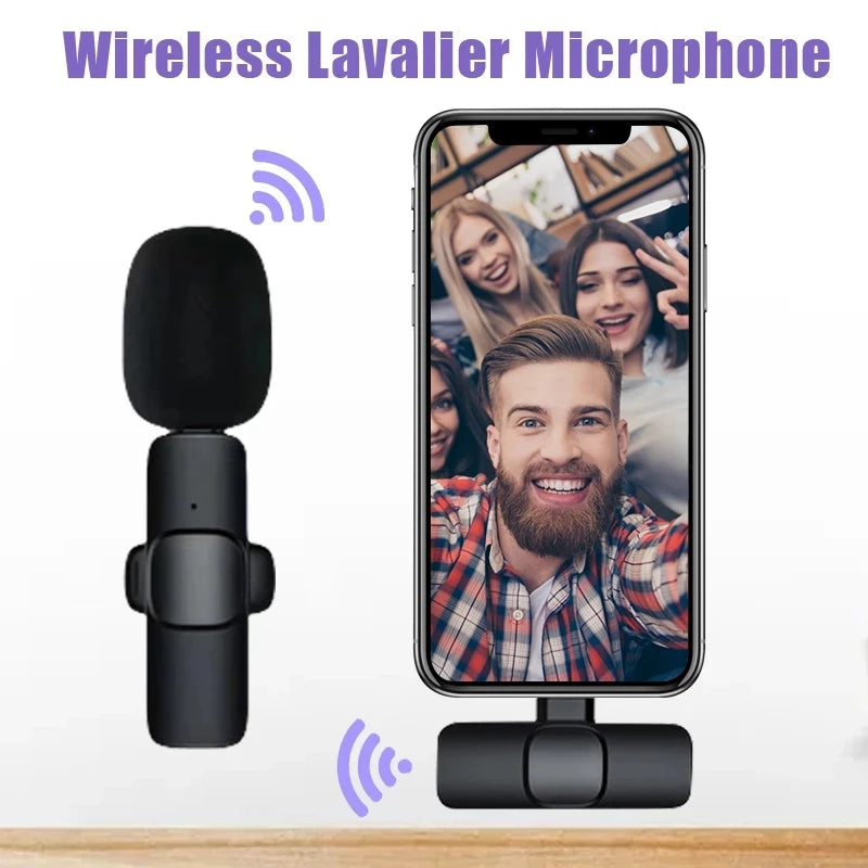 2.4GHz Wireless Lavalier Microphone – Plug & Play, 20m Range, USB-C & Lightning