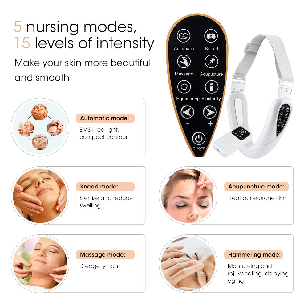 EMS V-Face Slimmer with Remote Control – 5 Color Light Modes, 15 Intensity Levels