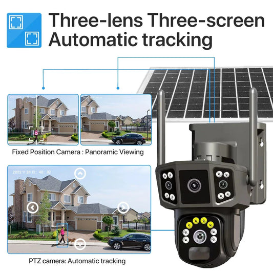 6MP Solar WiFi PTZ Security Camera – Full-Color Night Vision, 30m Range, IP66 & Voice Intercom