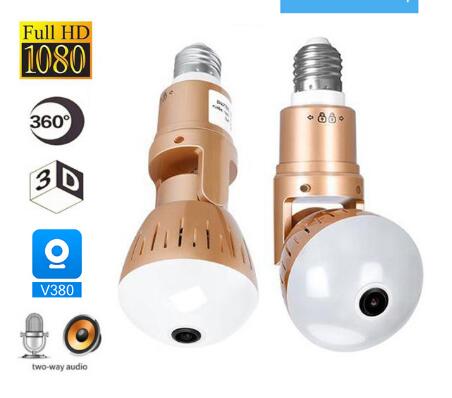 360° Panoramic WiFi Security Camera Bulb – 2MP, E27 Socket, Two-Way Audio & Cloud Storage