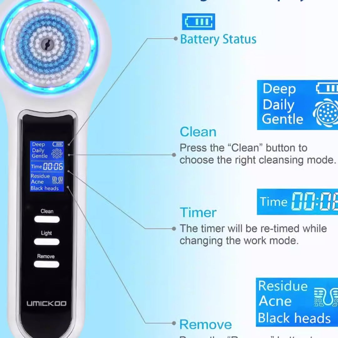 3-in-1 Electric Facial Cleansing Brush – Sonic Vibration, Waterproof
