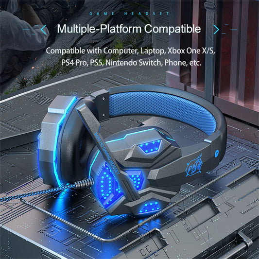 Wired Gaming Headset – LED Lighting, Built-in Mic, 3.5mm + USB, PC & Laptop, 3 Colors