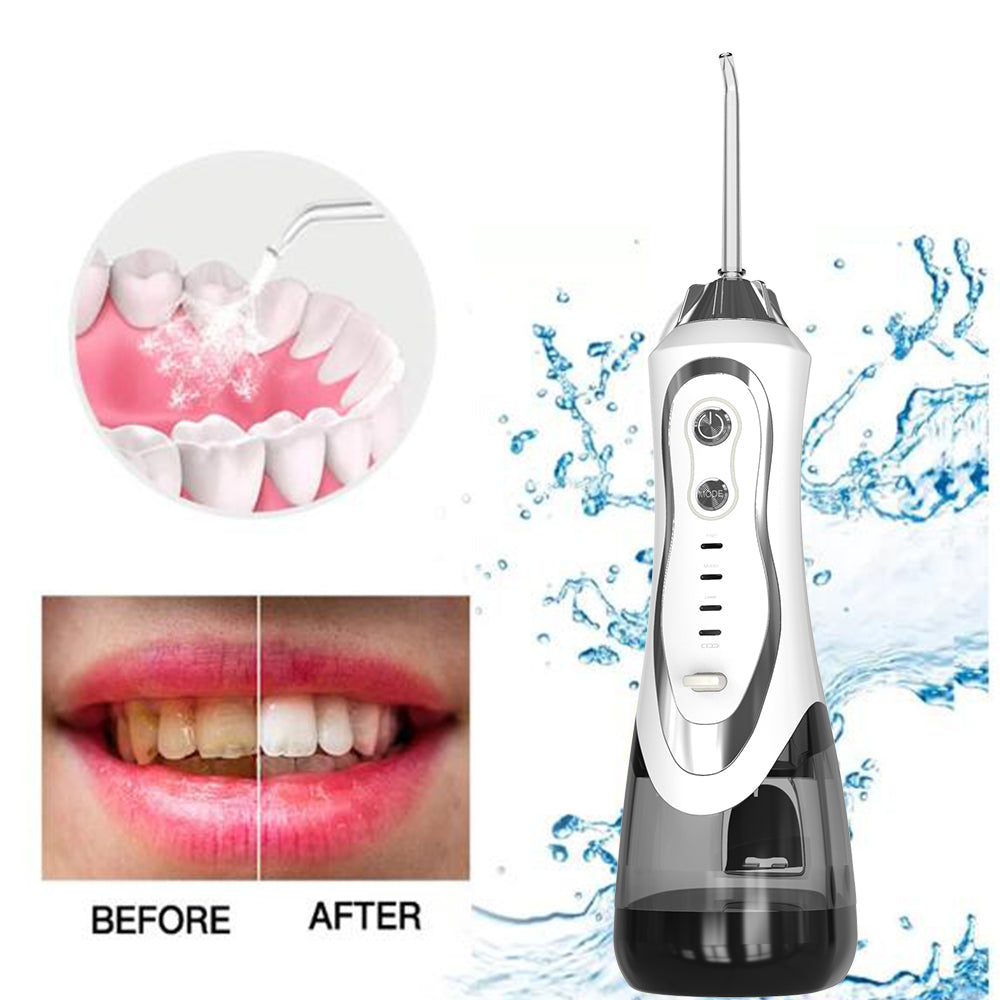 Electric Water Flosser – 300ml Tank, IPX7 Waterproof, 1800 Pulses/Min, 1-Month Battery