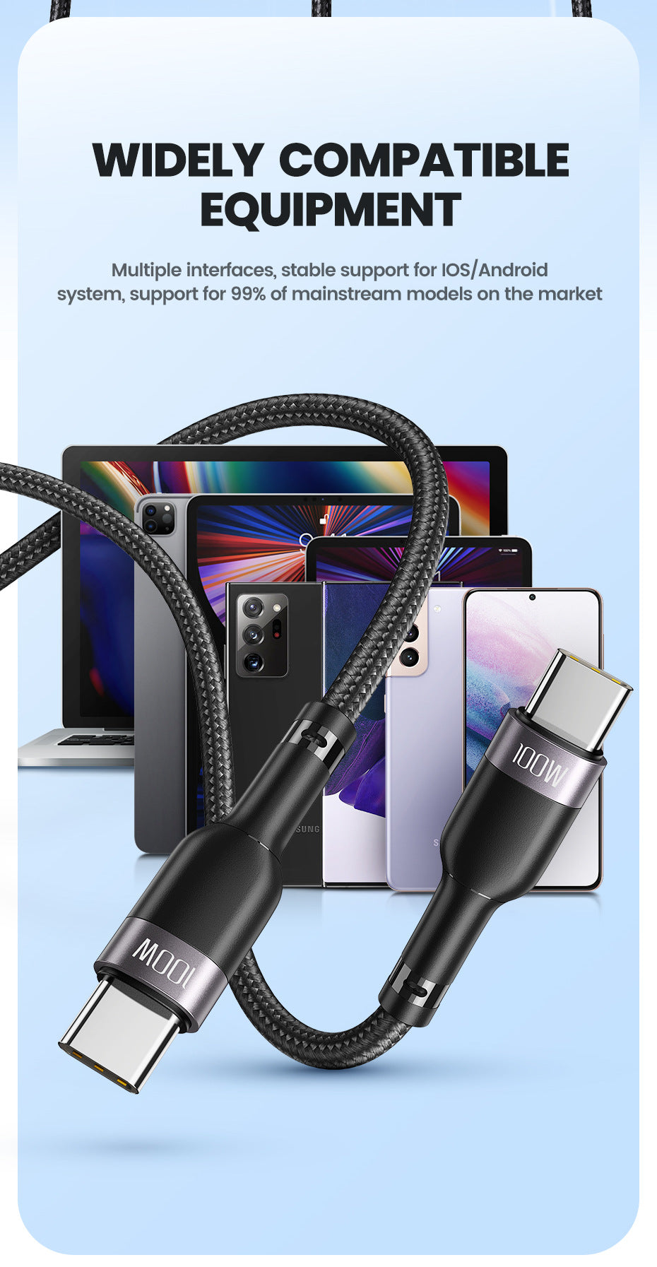 3-in-1 100W Fast Charging Braided Cable – Lightning, USB-C & Micro USB | Aluminum Alloy (1.2m)