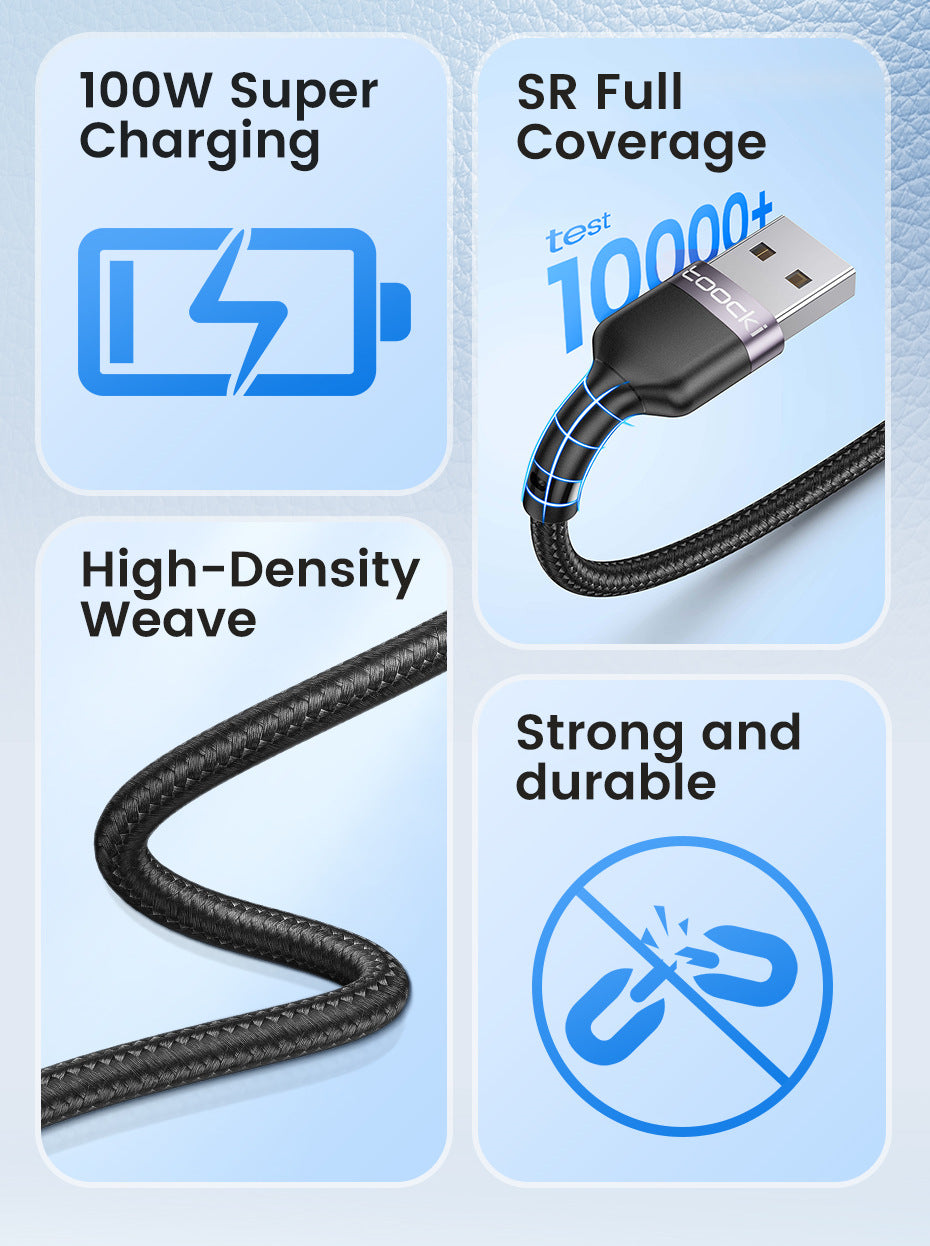 3-in-1 100W Fast Charging Braided Cable – Lightning, USB-C & Micro USB | Aluminum Alloy (1.2m)
