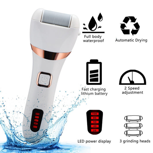 Electric Foot Grinder – IPX7 Waterproof, Digital Display, 3 Grinding Heads