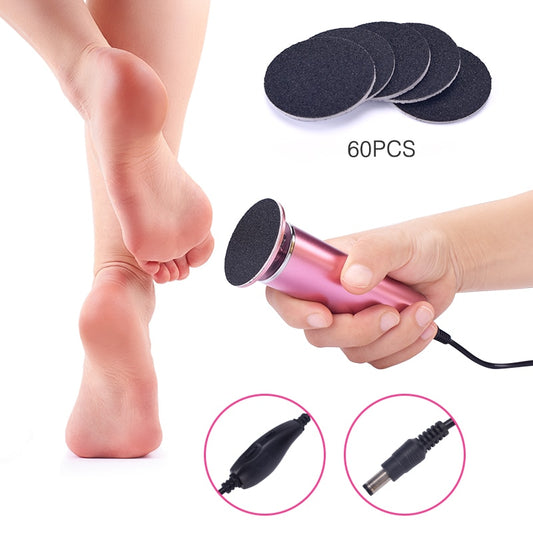 Electric Callus Remover – 360° Rotating Foot File with 60 Replacement Sandpaper Discs
