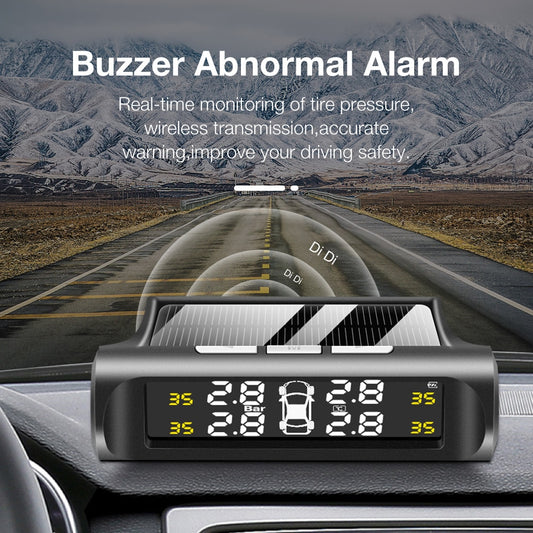 Solar TPMS Tire Pressure Monitoring System – LCD Display, Wireless External Sensors