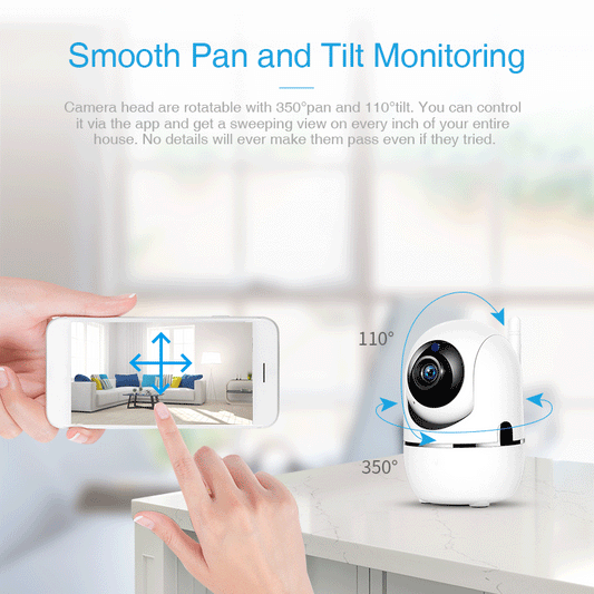 WiFi Security Camera with Auto Tracking – 720P/1080P Pan & Tilt, Night Vision, Two-Way Audio
