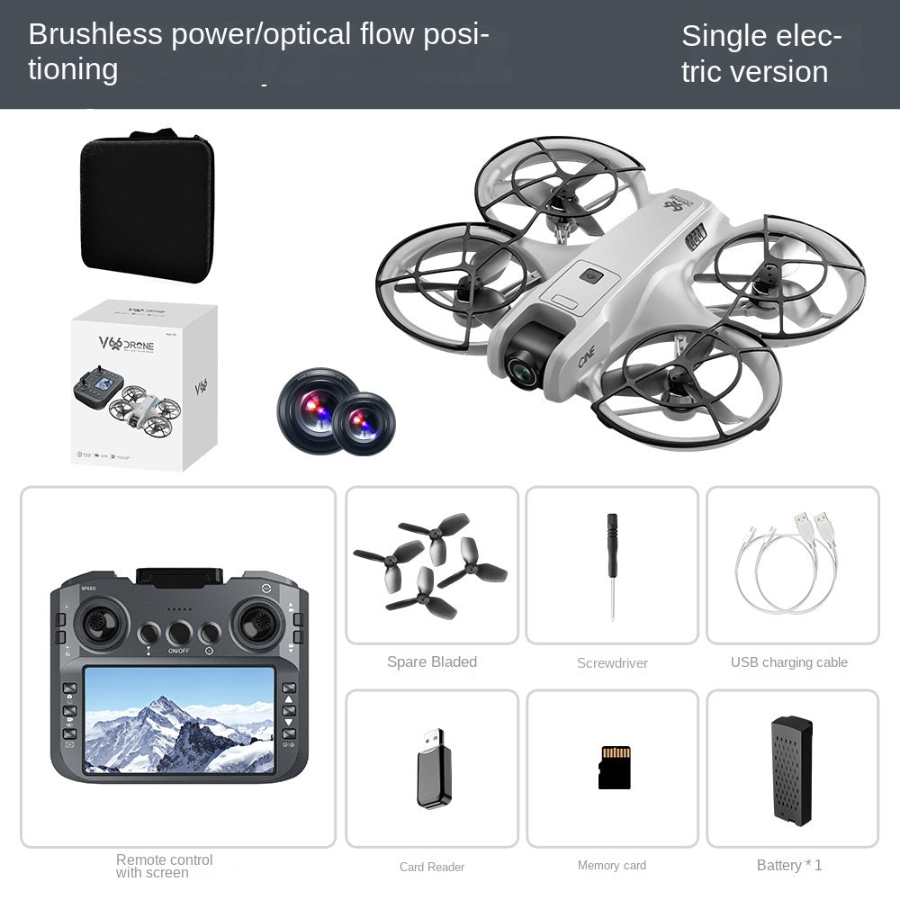 V666 Brushless RC Drone – HD Zoom Camera, Optical Flow Hover, Screen Remote, 15-Min Flight