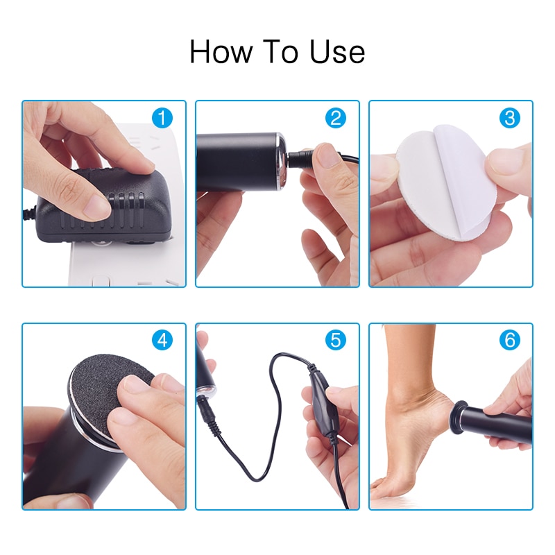 Electric Callus Remover – 360° Rotating Foot File with 60 Replacement Sandpaper Discs