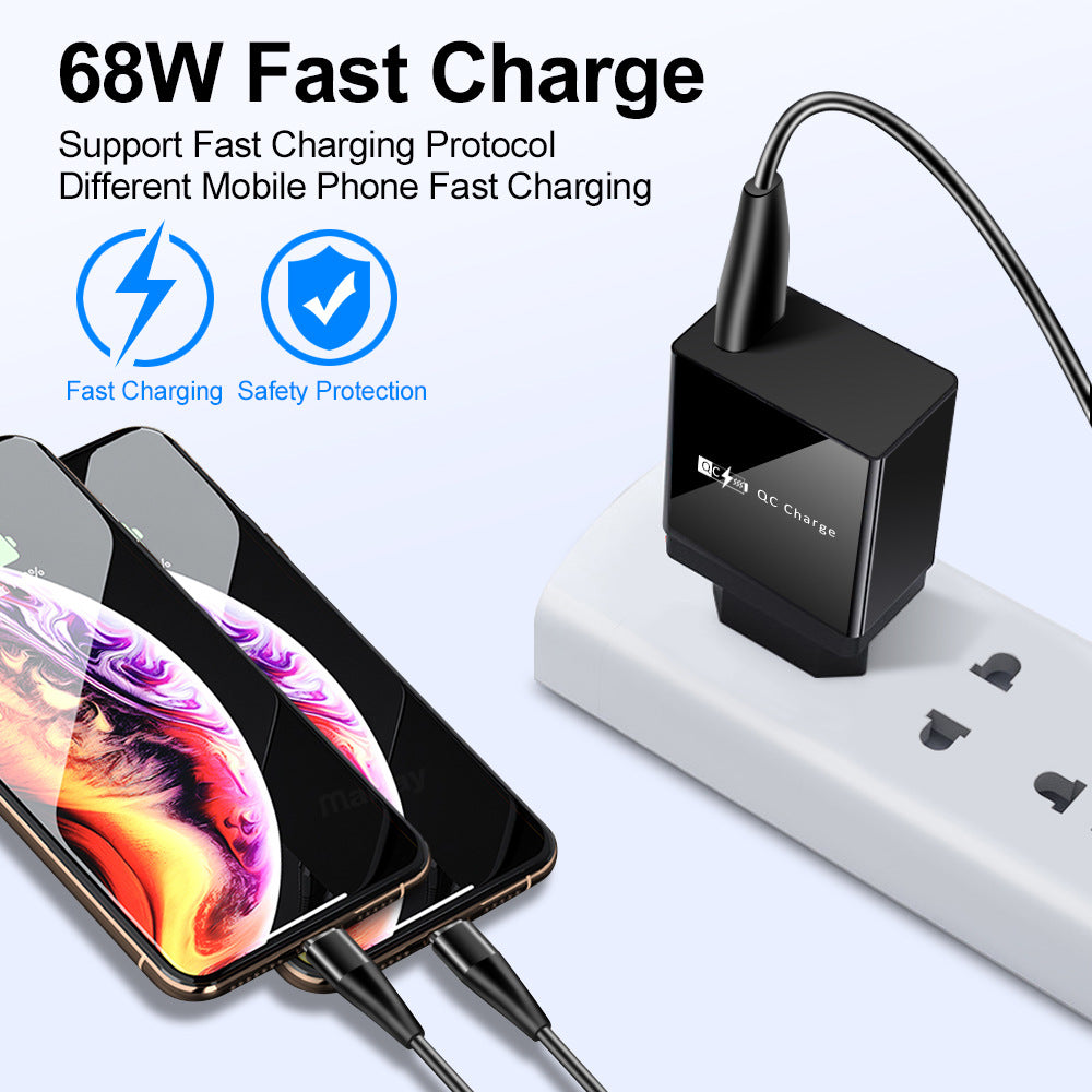Super Fast Charging Wall Charger – EU, US & UK Plug, Black & White