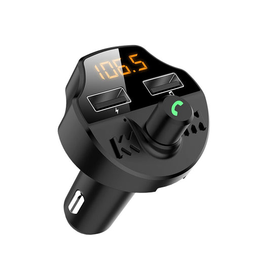 T66 Bluetooth 5.0 FM Transmitter – Dual USB, TF Card, Battery Voltage Display, Hands-Free