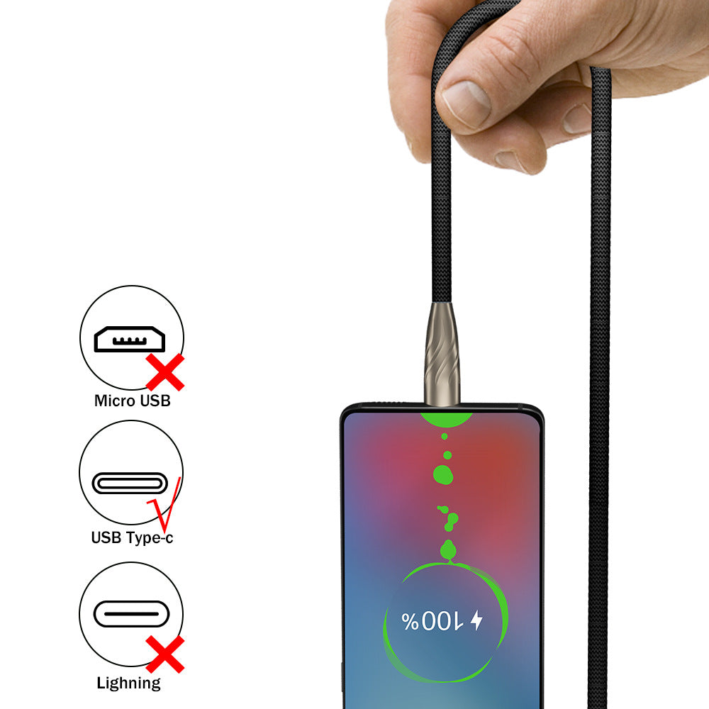 40W USB-C Fast Charging Cable – 5A Zinc Alloy | Android Compatible (1.2m)