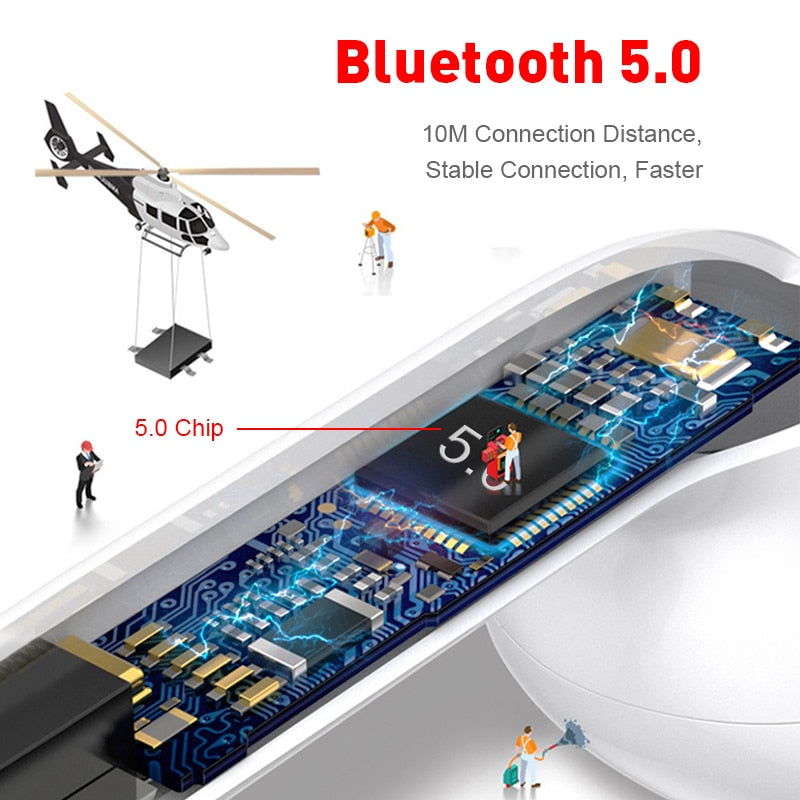 TWS Bluetooth Earbuds with Charging Case – Touch Control, Siri, 8 Colors
