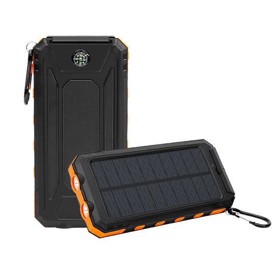 10000mAh Solar Power Bank with Compass, Dual Flashlight & Phone Holder – Rugged Outdoor Charger
