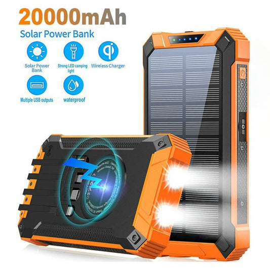 Solar Power Bank with Wireless Charging – 10000mAh / 20000mAh Outdoor Portable Charger